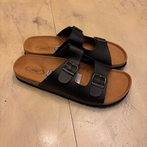 Mens CARAY Black Leather Strap Sandals , Slip On , Size 11 US , Never Worn